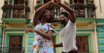 Couple dancing in the street in Sosua